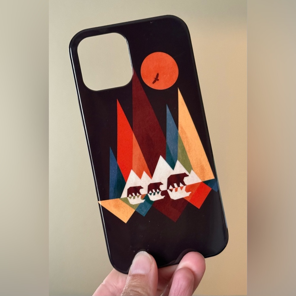 Geometric Mountain Bear Phone Case for iPhone 12/12 Pro